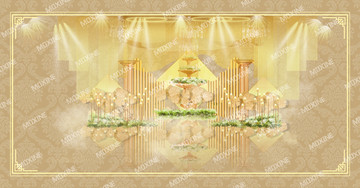 金葉設(shè)計主題婚禮迎賓背景