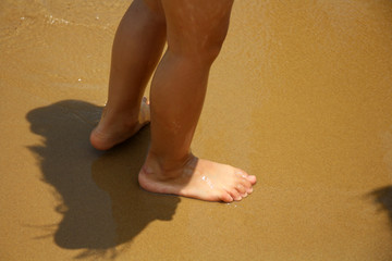 沙滩 儿童脚 沙滩与脚