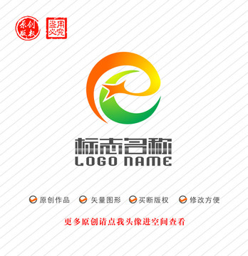 e字母c标志星logo