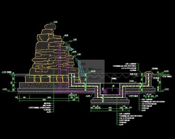 千层石假山水池施工图