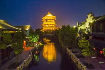 枣庄市台儿庄古城夜景