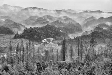 都江堰向峨乡水墨山水