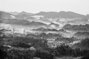 都江堰向峨乡水墨山水