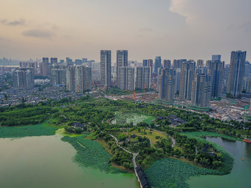 沙湖公园俯瞰全景