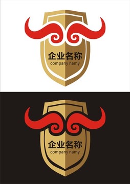 牛盾牌Logo设计