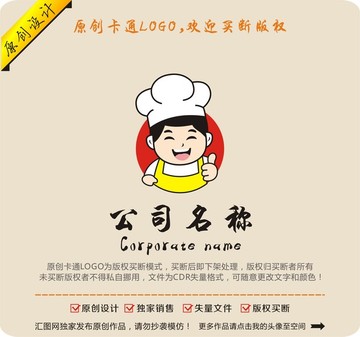 卡通厨师中西餐饮大厨logo
