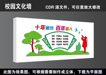 學(xué)校十年樹木立體校園文化墻展板