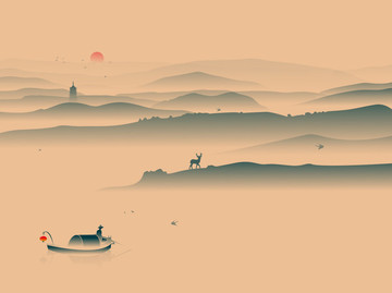 水墨畫(huà)山水畫(huà)裝飾畫(huà)