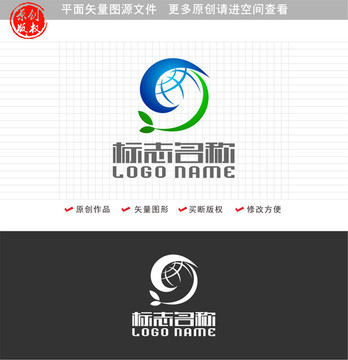 g字母标志地球环保logo
