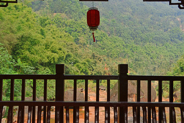 赤水燕子岩丹霞河谷和风雨廊栏杆