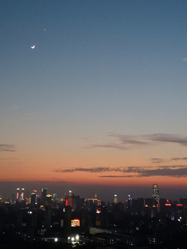 城市夜景 星月同辉