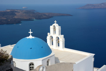 爱琴海与蓝顶教堂
