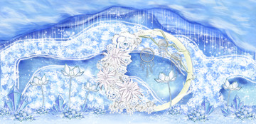 藍色冰雪夢幻婚禮主背景