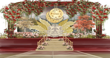 復(fù)古金色婚禮主背景