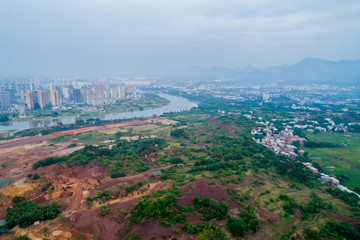 航拍江西赣州市区城市风光