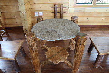 木制石面桌子