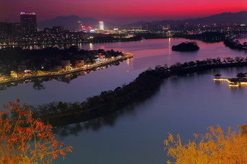 肇庆星湖七星岩风光夜景