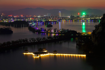 肇庆星湖七星岩风光夜景