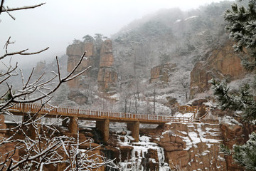 山东青岛崂山北九水滑溜口雾凇