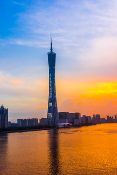 廣州夜景小蠻腰廣州塔剪影