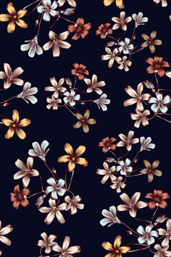 復(fù)古花卉小碎花女裝花型
