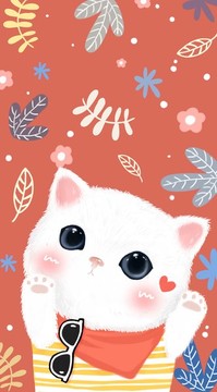 可爱猫咪卡通插画手机壳本本封面