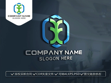 YX字母綠色LOGO設計