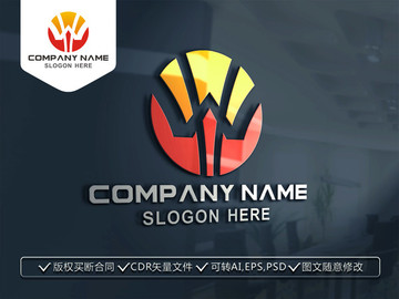 WH字母金融LOGO设计