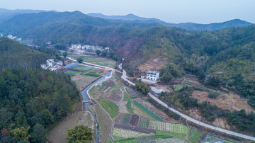 航拍江西赣州农村田园丘陵风光