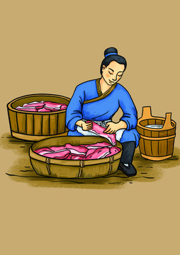 古代人物傳統(tǒng)文化肉制作插畫