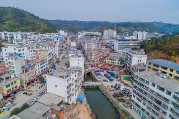 江西赣州农村乡镇集市风光航拍