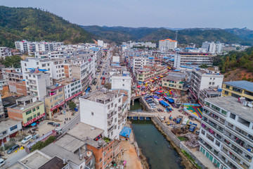 江西赣州农村乡镇集市风光航拍