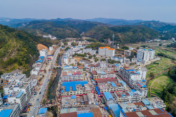 江西赣州农村乡镇集市风光航拍