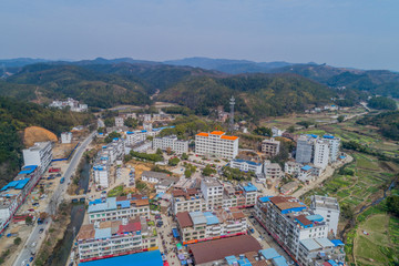 江西赣州农村乡镇集市风光航拍