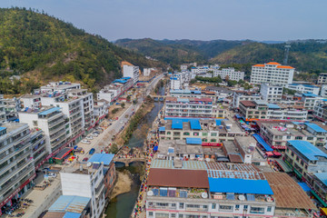 江西赣州农村乡镇集市风光航拍