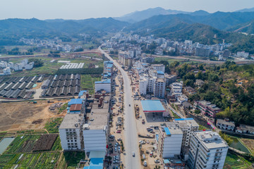 江西赣州农村乡镇集市风光航拍