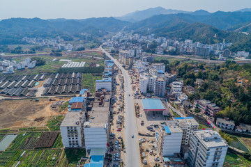 江西赣州农村乡镇集市风光航拍