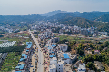 江西赣州农村乡镇集市风光航拍