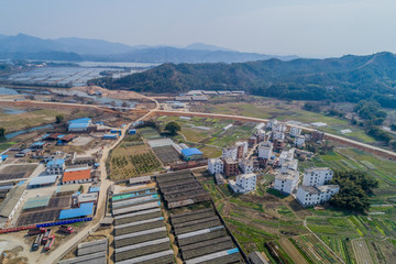 江西赣州农村乡镇集市风光航拍