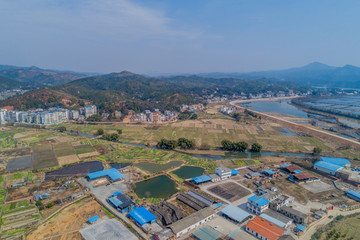 江西赣州农村乡镇集市风光航拍