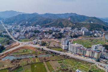 江西赣州农村乡镇集市风光航拍