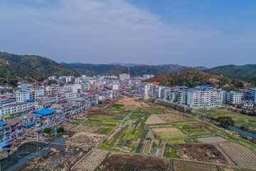 江西赣州农村乡镇集市风光航拍