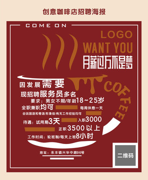 咖啡店創(chuàng)意招聘海報