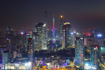 广州天河珠江新城城市风光夜景