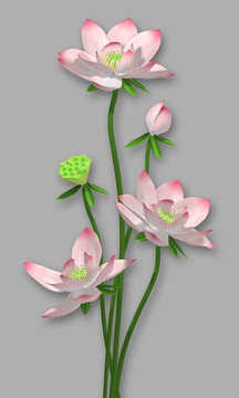 3d浮雕立體荷花玄關(guān)背景墻