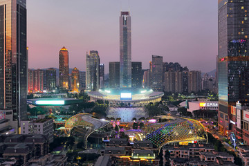 广州天河城市风光夜景