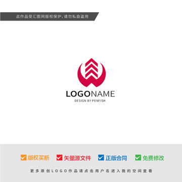 字母W向上箭頭高樓LOGO