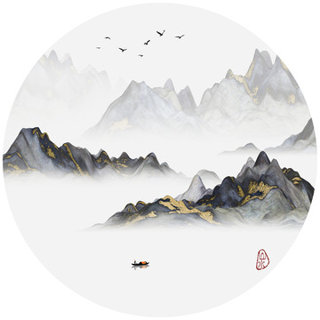 抽象意境水墨山水裝飾畫