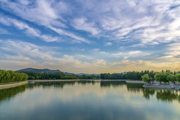 青州南阳湖蓝天白云风景