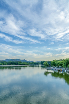 青州南阳湖碧水蓝天风景